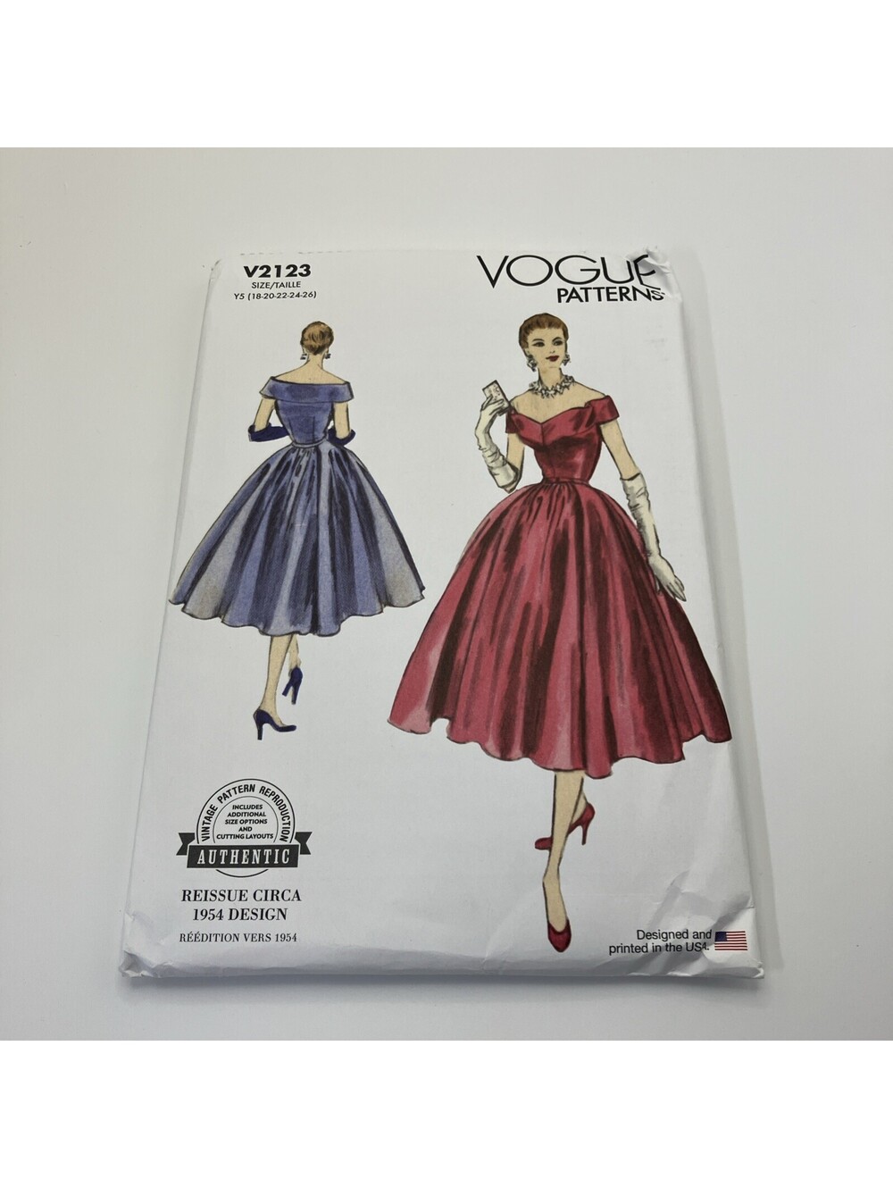 Vogue V2123 Misses 18 to 26 Reissue 1954 Evening Dress Uncut Sewing Pattern